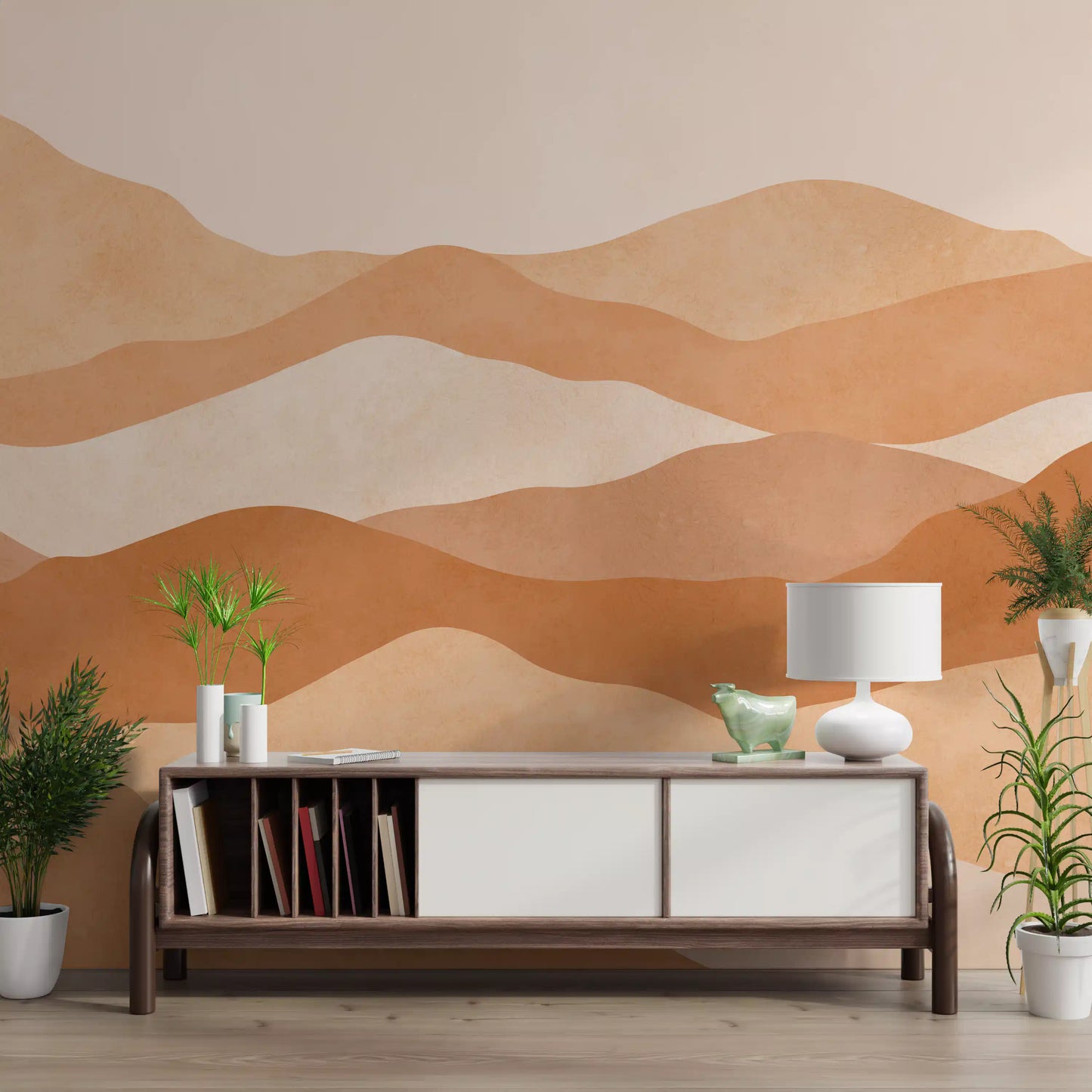 Warm Terracotta Hills Wall Mural