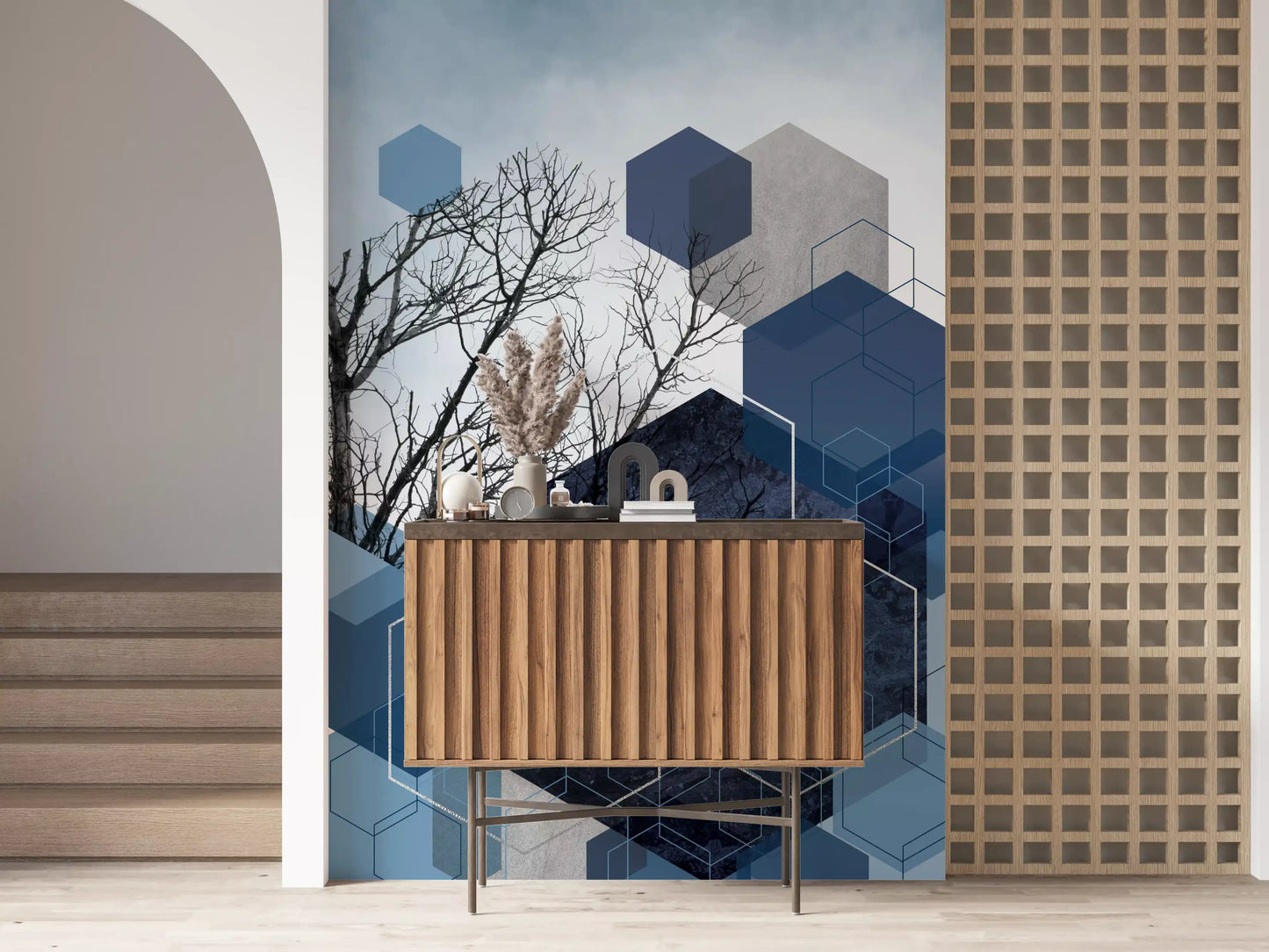 Geometric Sky Embrace Wall Mural