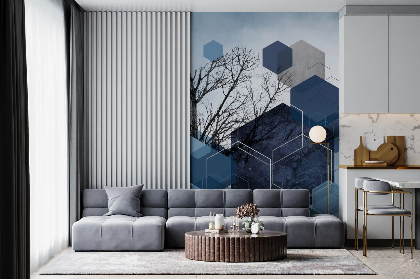 Geometric Sky Embrace Wall Mural