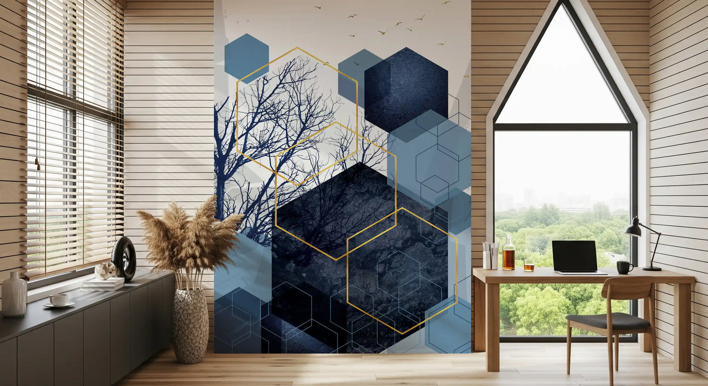 Azure Geometry Wall Mural