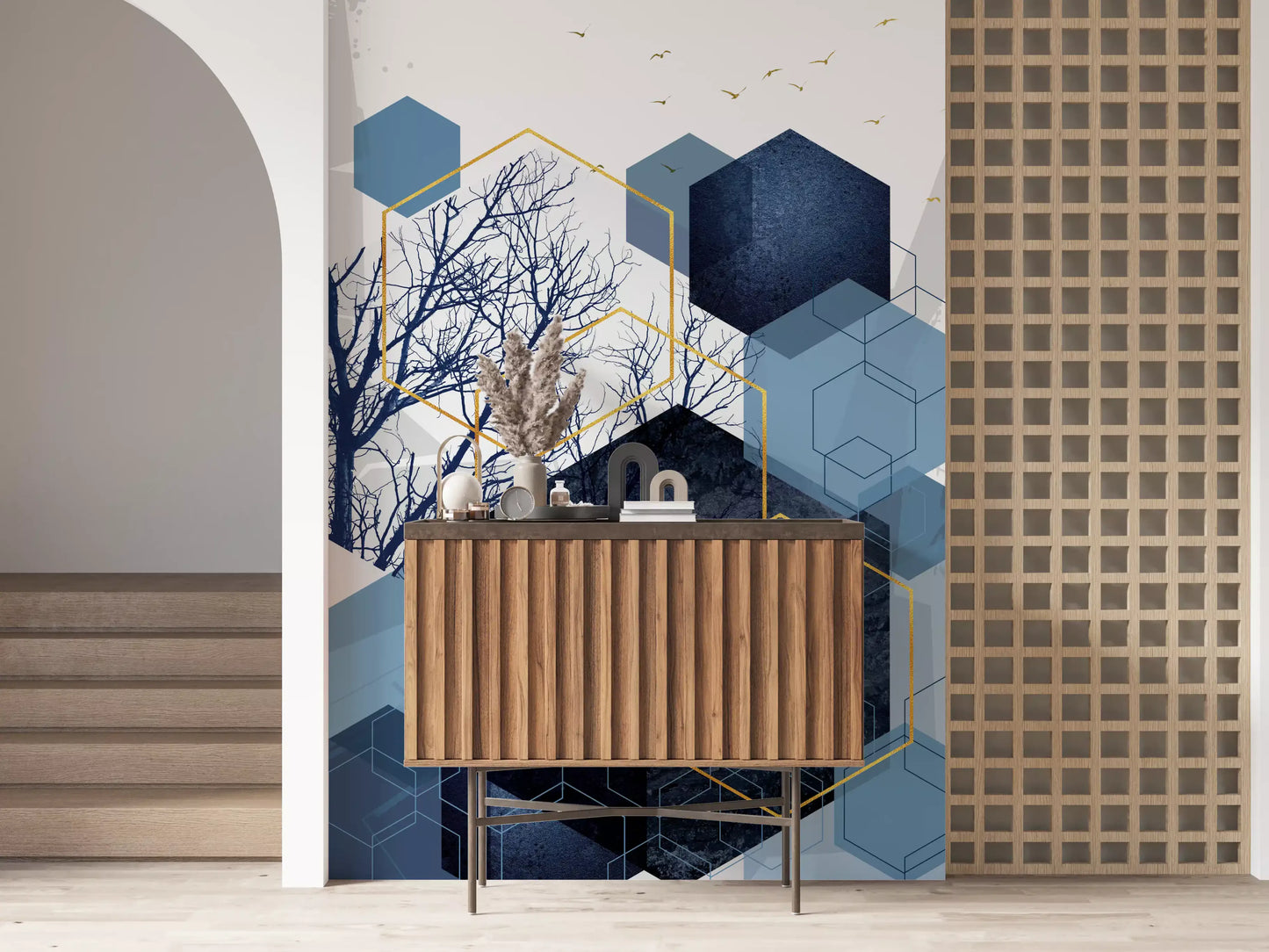 Azure Geometry Wall Mural