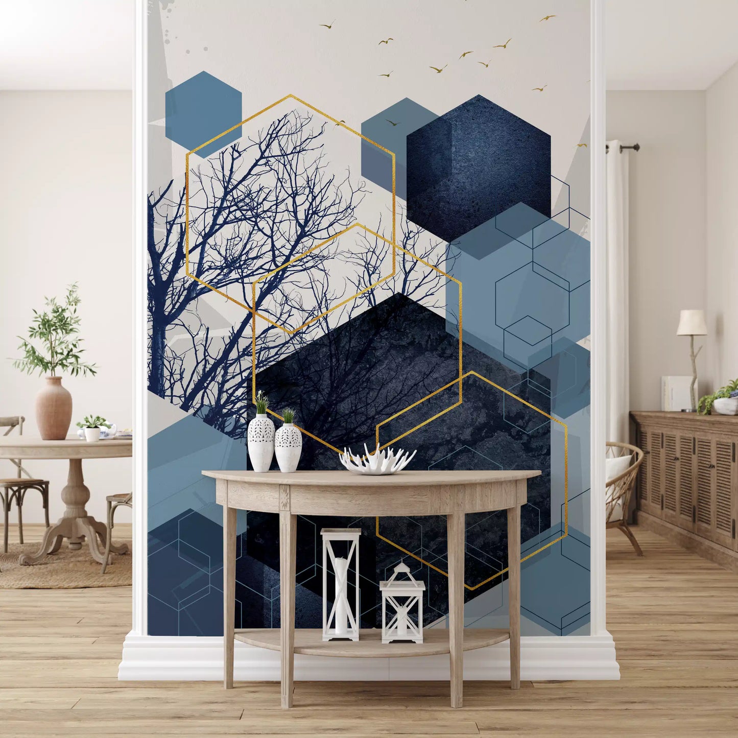 Azure Geometry Wall Mural
