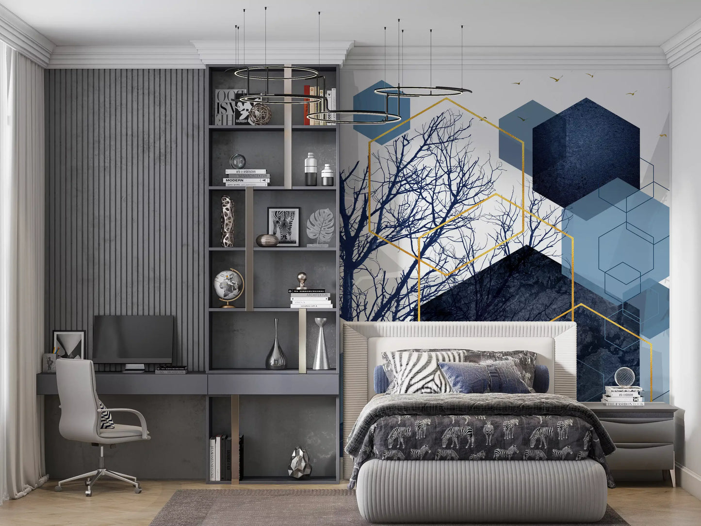 Azure Geometry Wall Mural