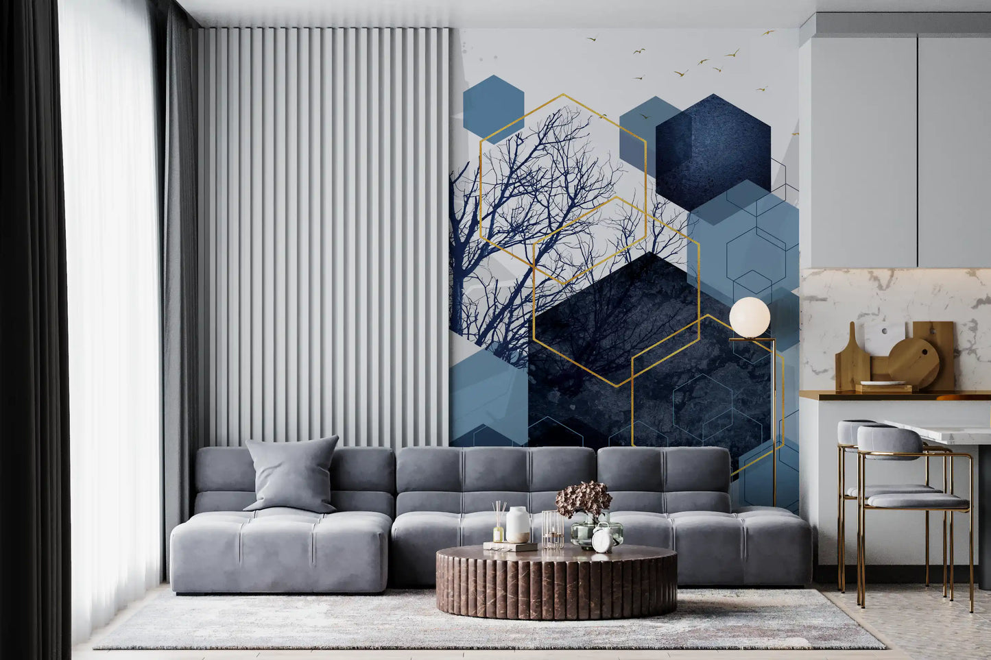 Azure Geometry Wall Mural