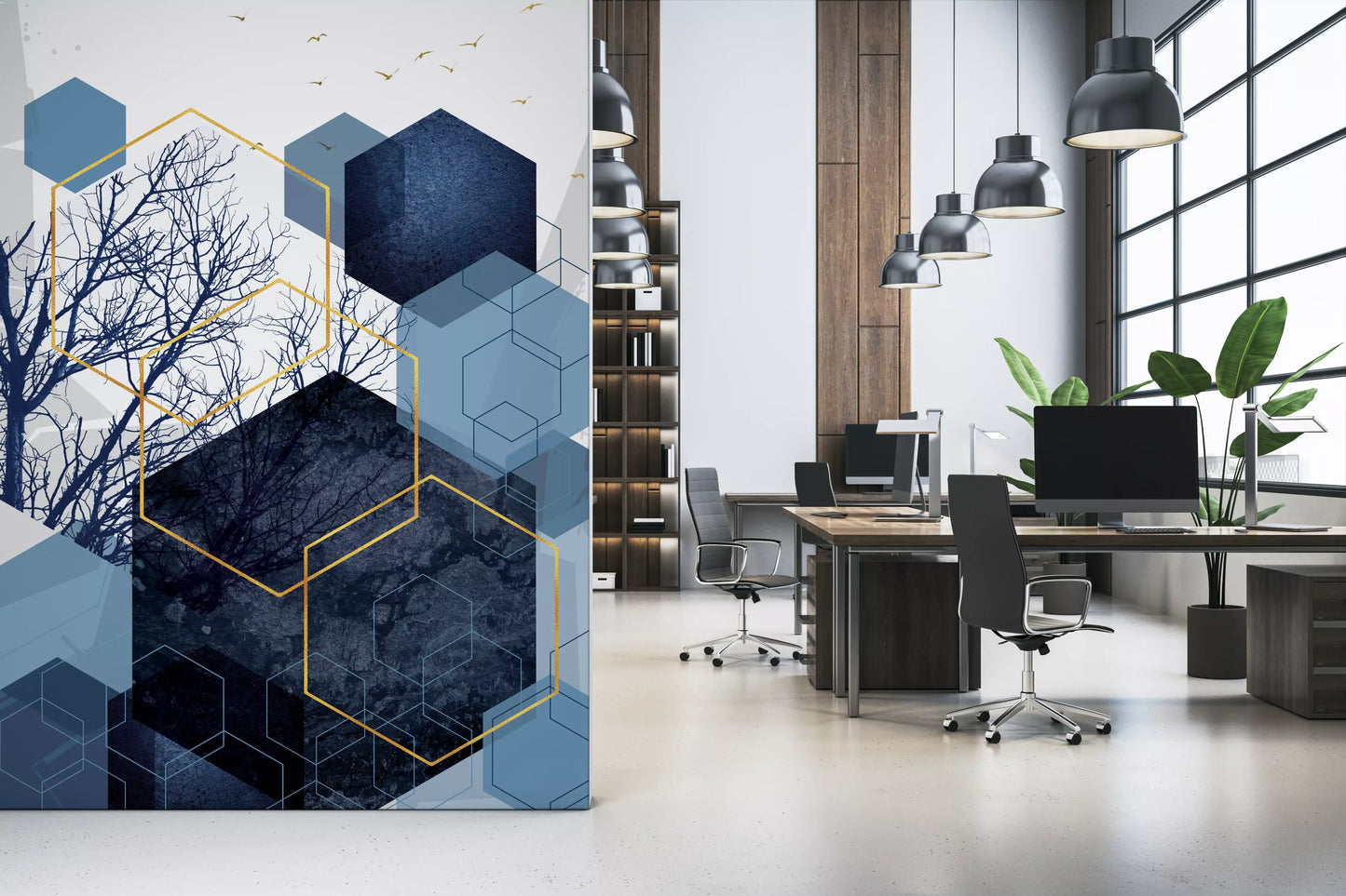 Azure Geometry Wall Mural