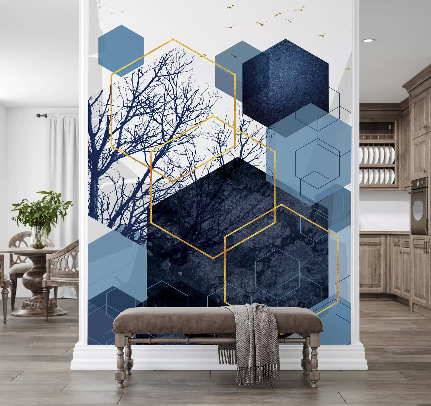Azure Geometry Wall Mural
