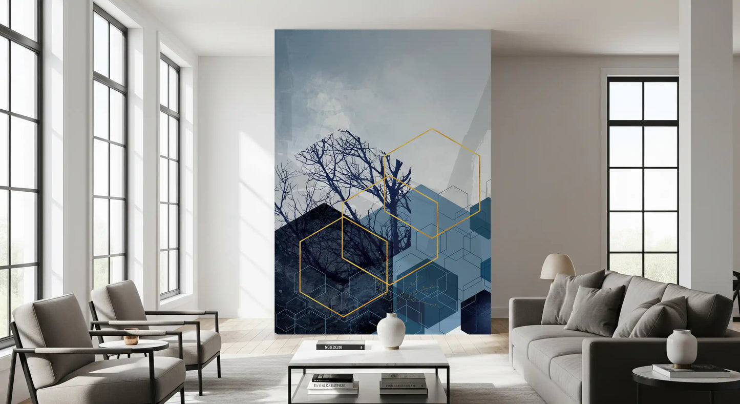 Geometric Forest Glimmer 2 Wall Mural