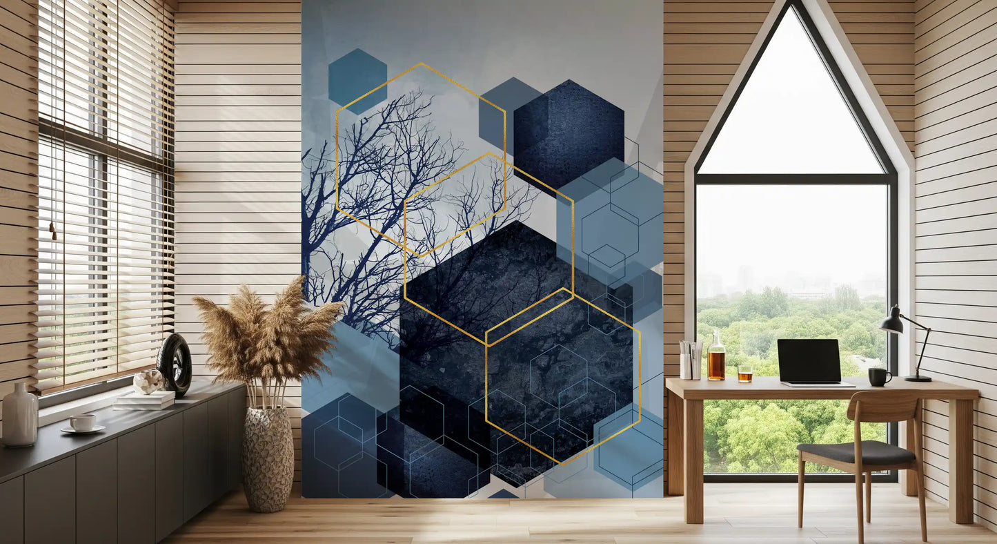 Geometric Forest Glimmer Wall Mural