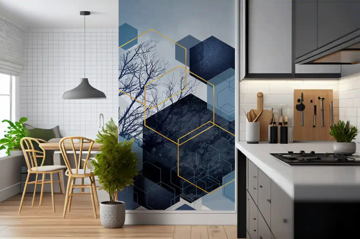 Geometric Forest Glimmer Wall Mural