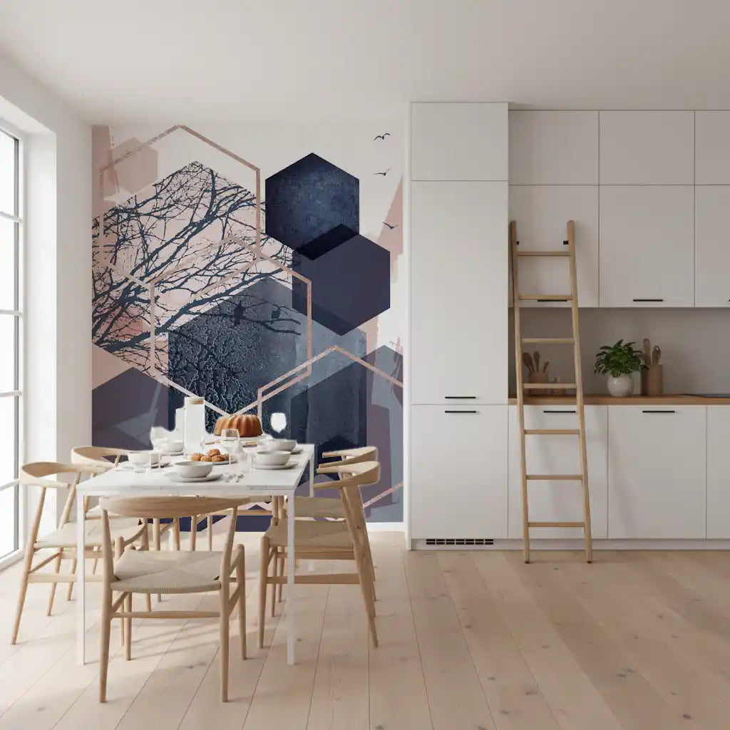 Geometric Forest Flight Wall Mural