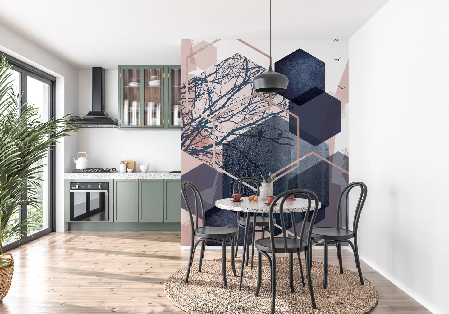 Geometric Forest Flight Wall Mural