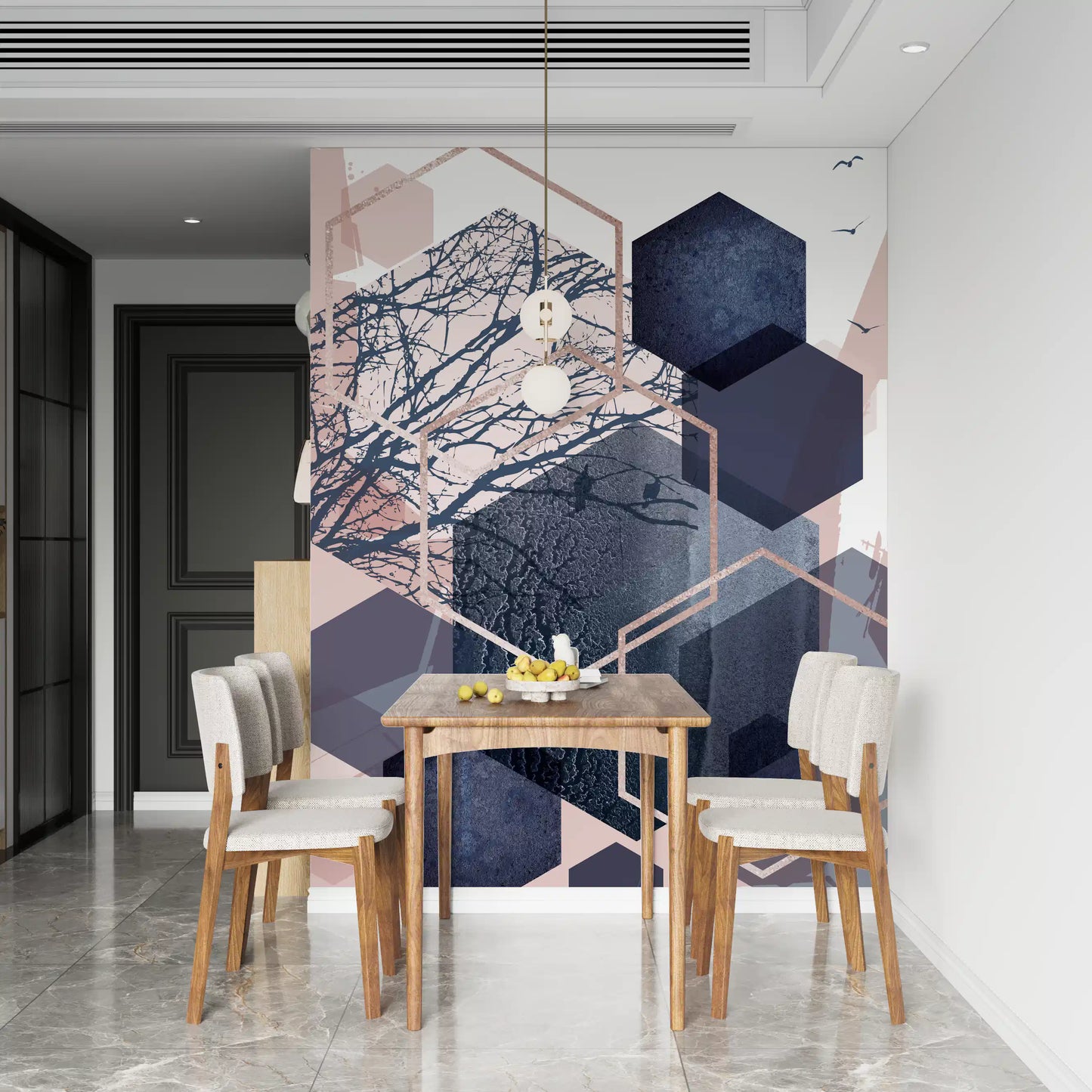 Geometric Forest Flight Wall Mural