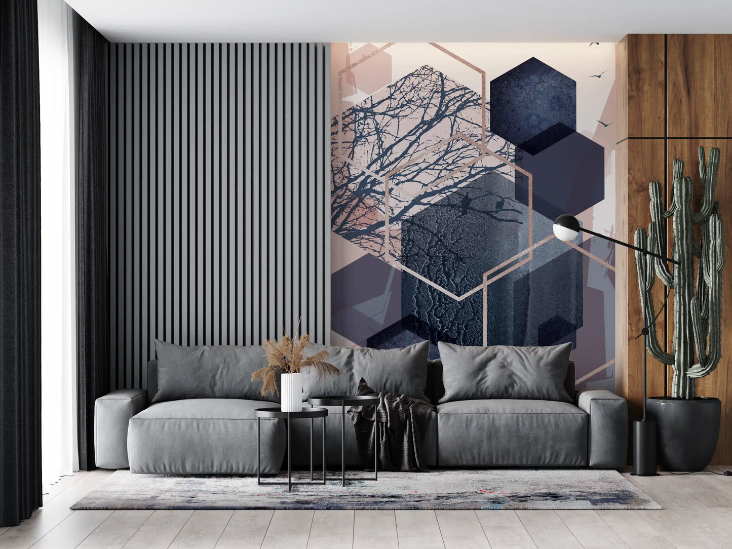 Geometric Forest Flight Wall Mural