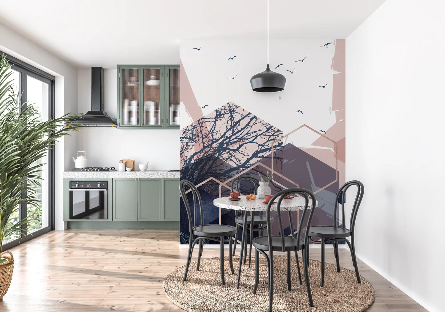 Geometric Forest Flight 2 Wall Mural