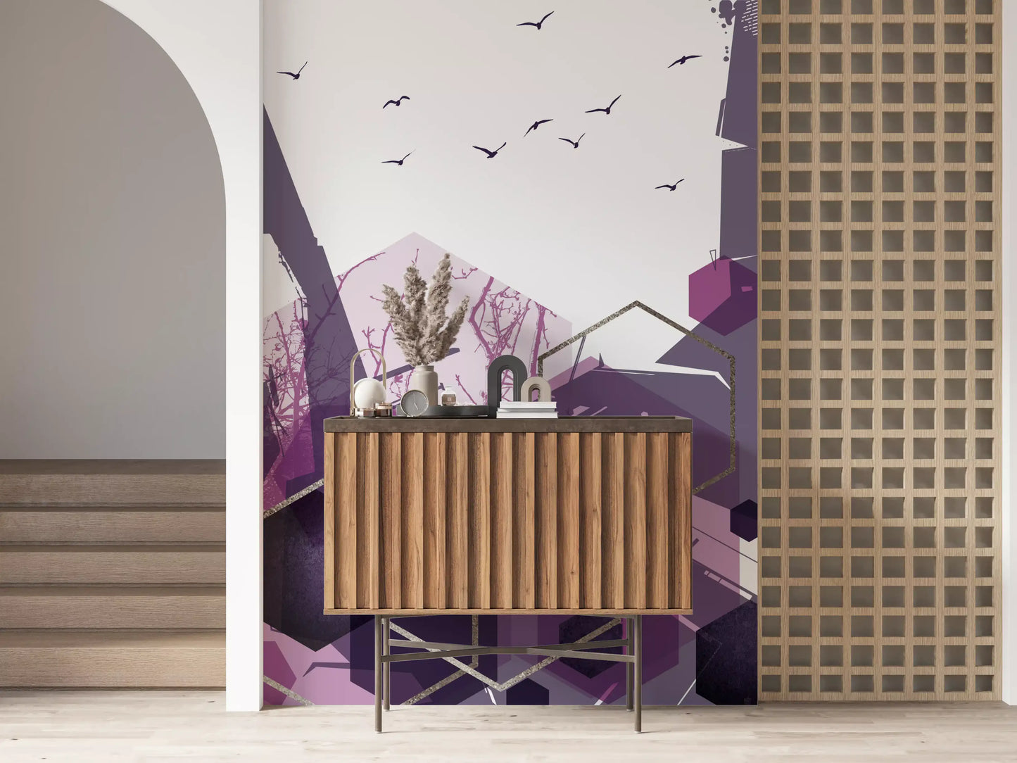 Amethyst Sky: Geometric Flight 2 Wall Mural
