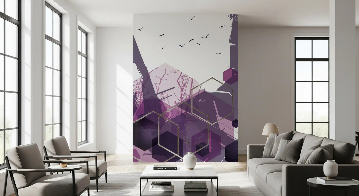 Amethyst Sky: Geometric Flight 2 Wall Mural