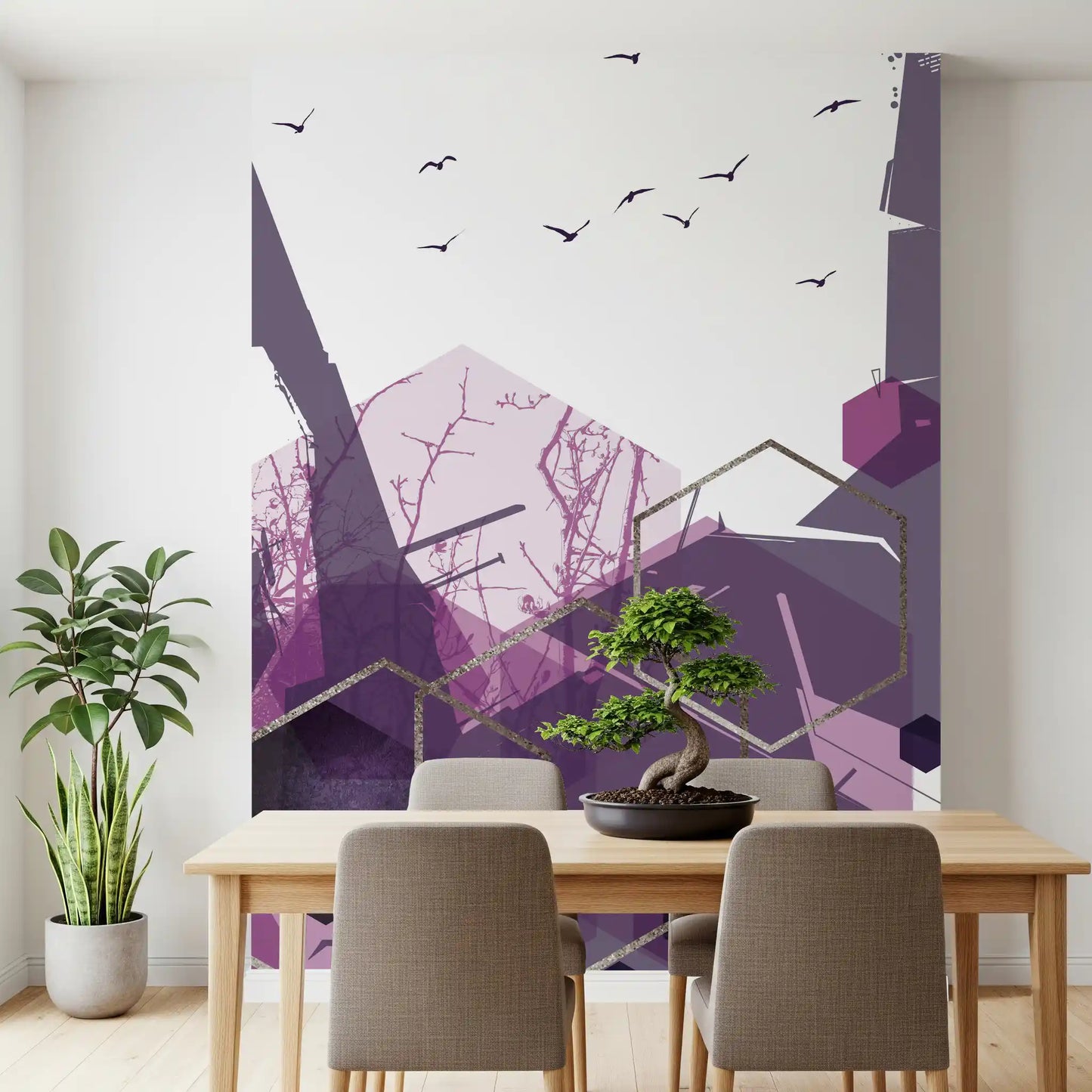 Amethyst Sky: Geometric Flight 2 Wall Mural