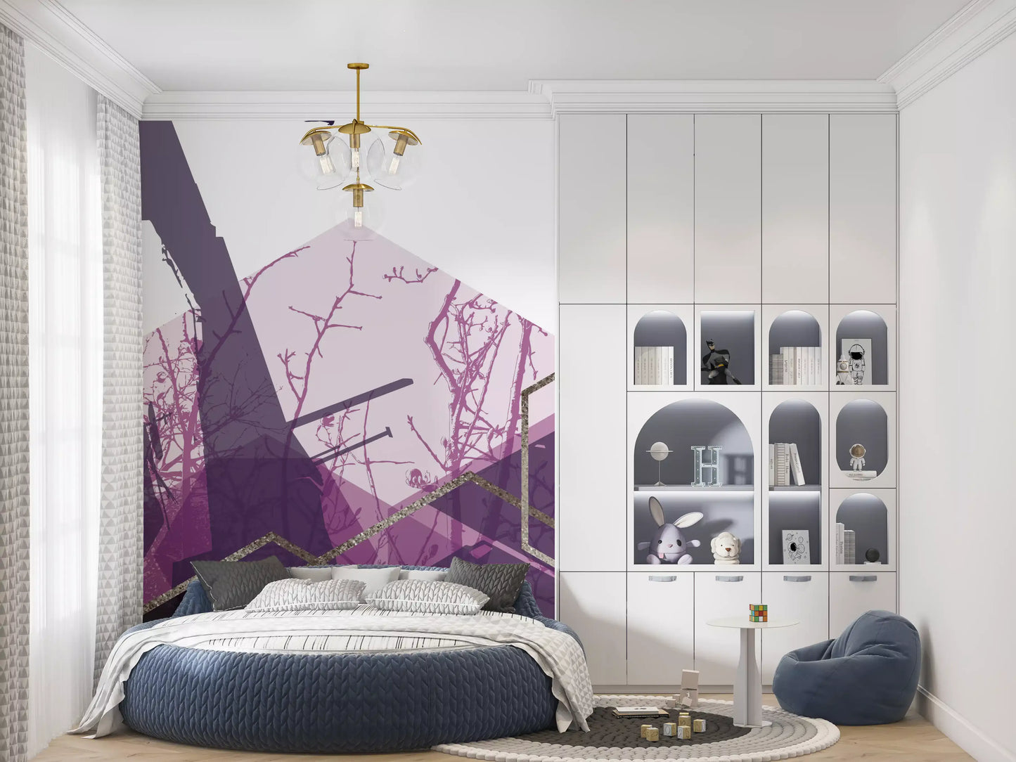 Amethyst Sky: Geometric Flight 2 Wall Mural