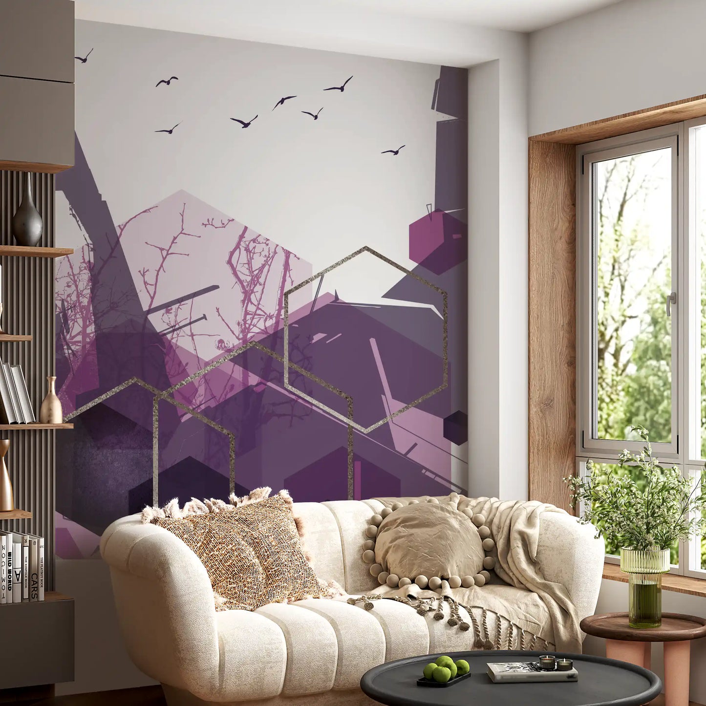 Amethyst Sky: Geometric Flight 2 Wall Mural