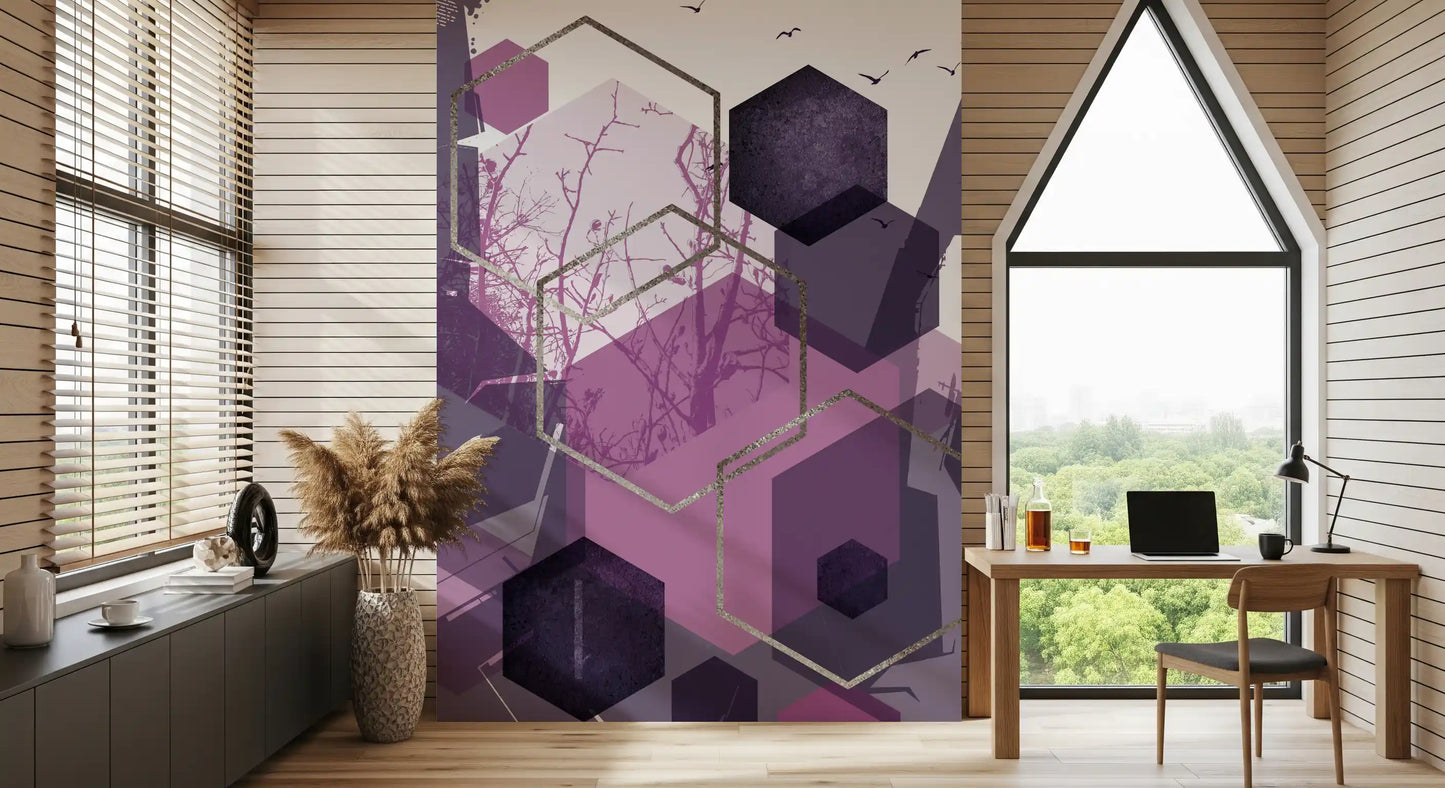 Amethyst Sky: Geometric Flight Wall Mural
