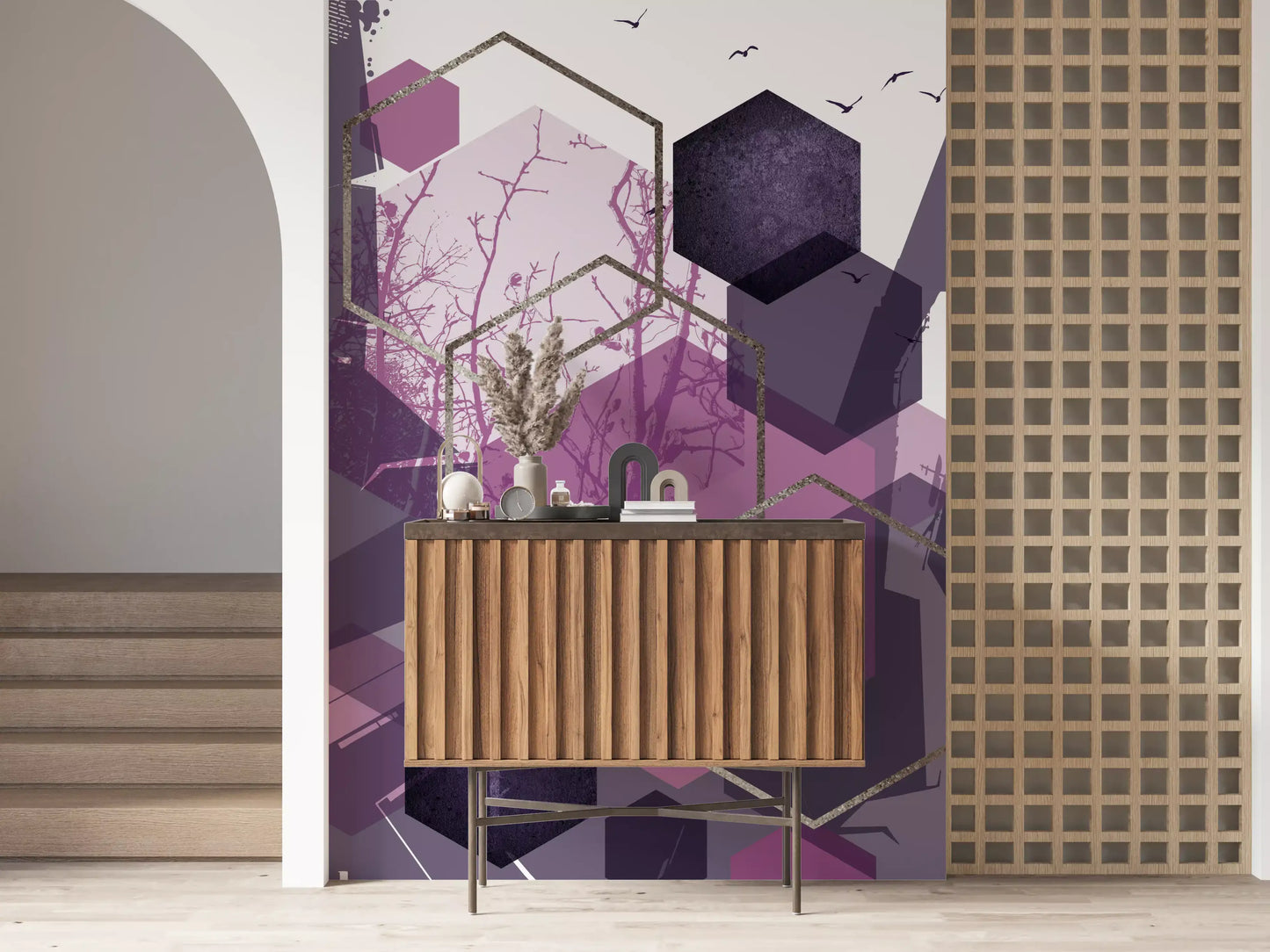 Amethyst Sky: Geometric Flight Wall Mural