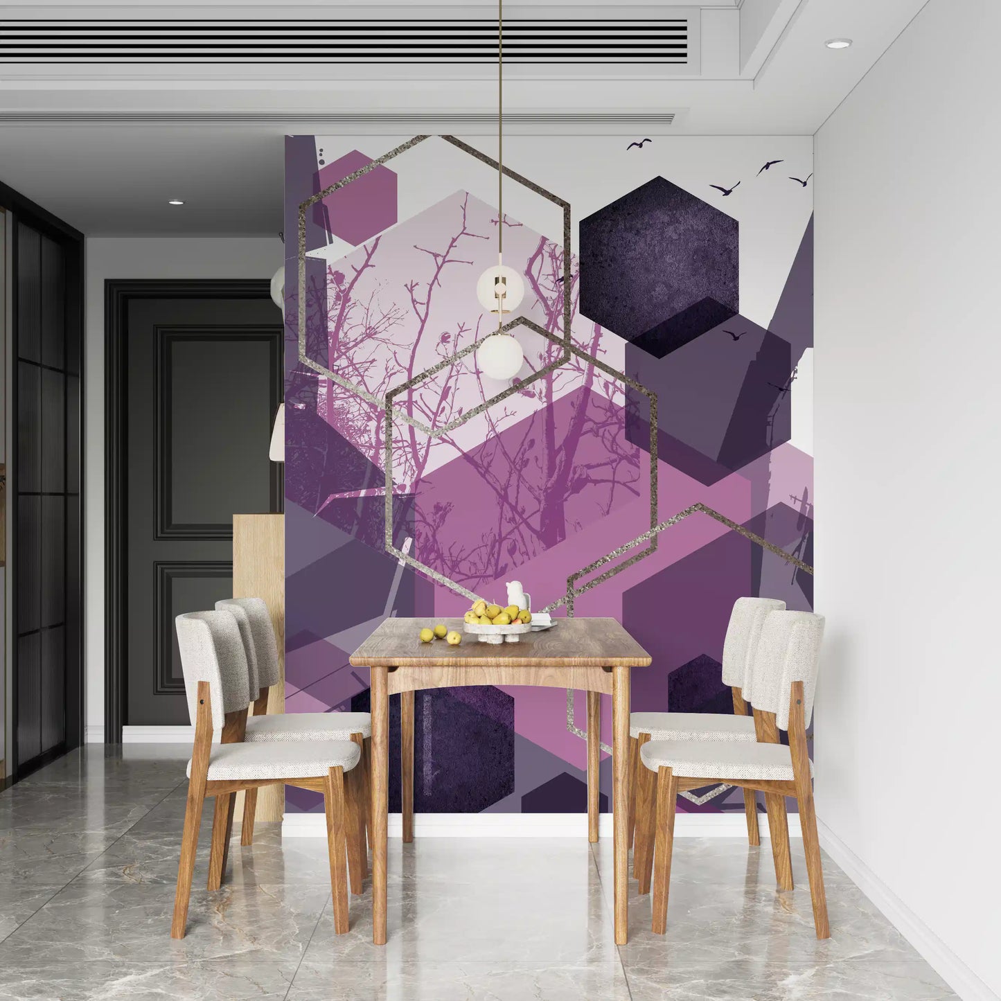 Amethyst Sky: Geometric Flight Wall Mural