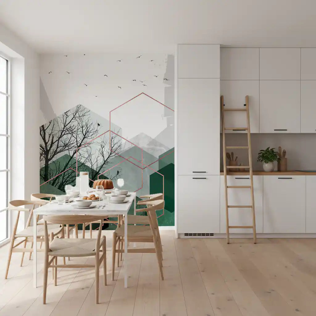 Emerald Hexagon Vista Wall Mural