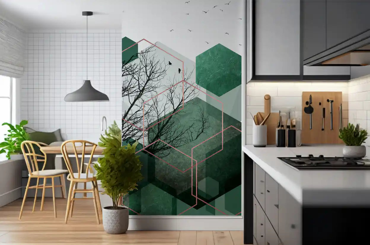 Emerald Hexagon Vista 2 Wall Mural
