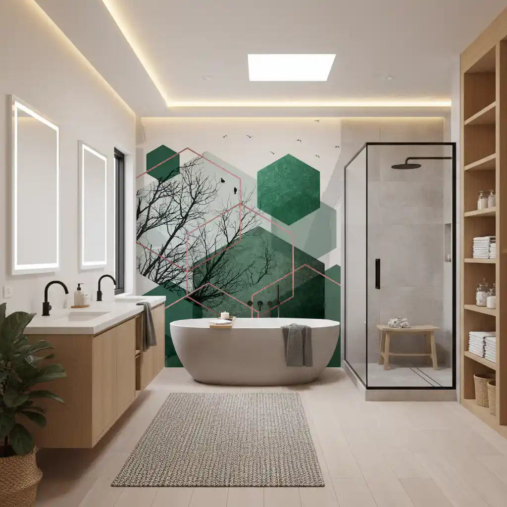 Emerald Hexagon Vista 2 Wall Mural