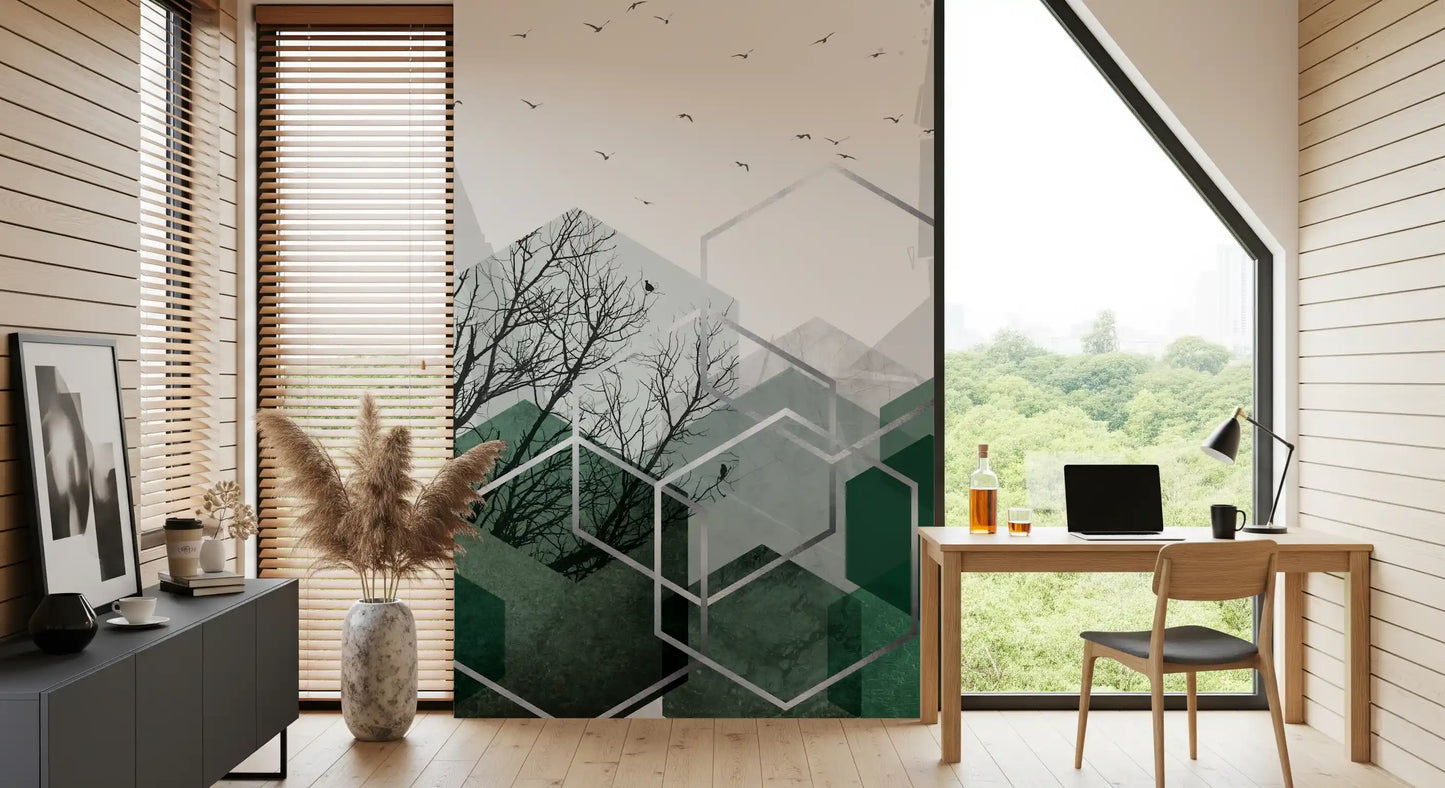 Geometric Canopy Birds Wall Mural