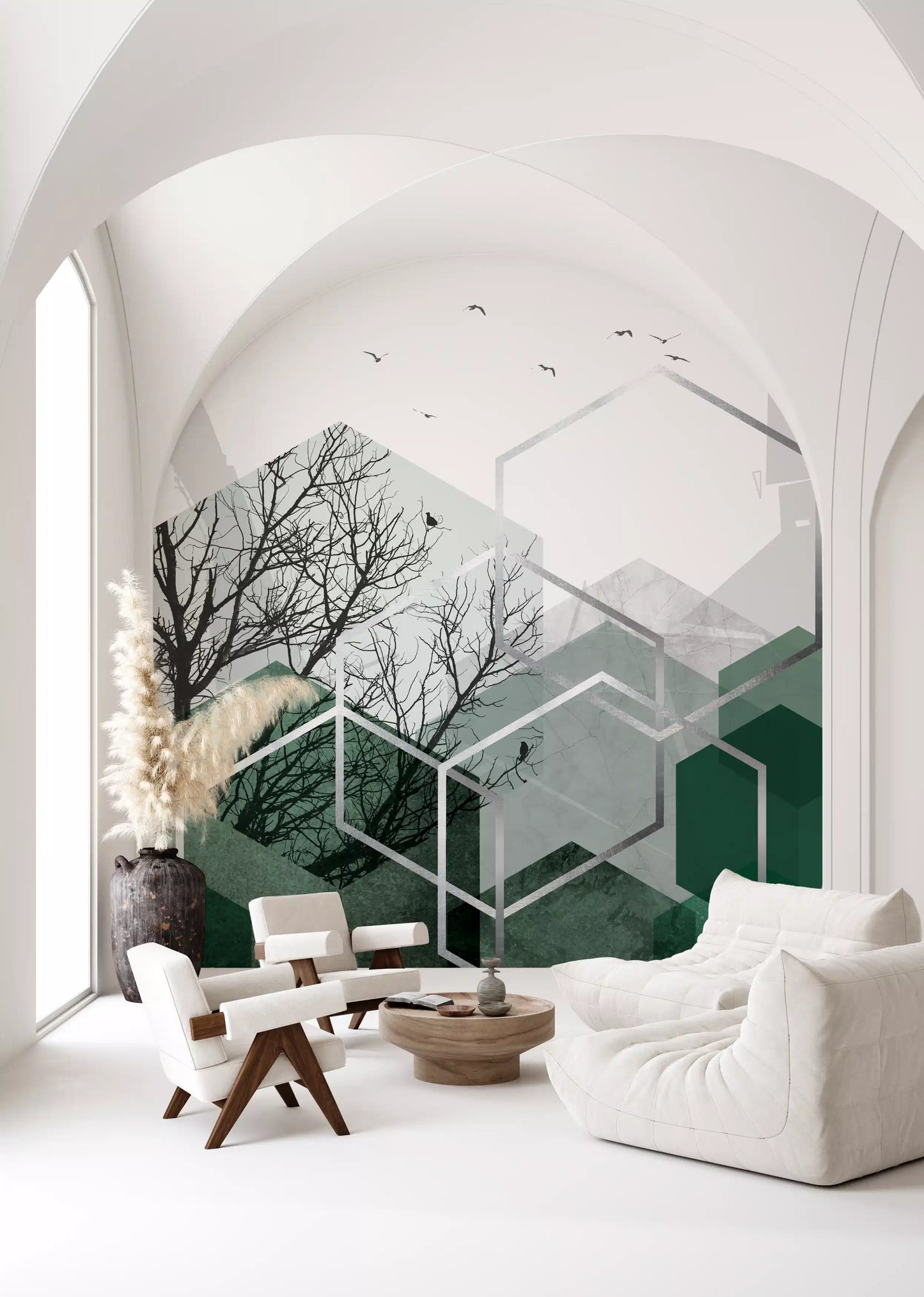 Geometric Canopy Birds Wall Mural
