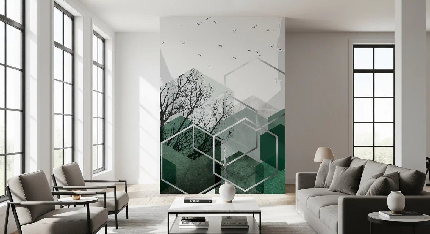 Geometric Canopy Birds Wall Mural