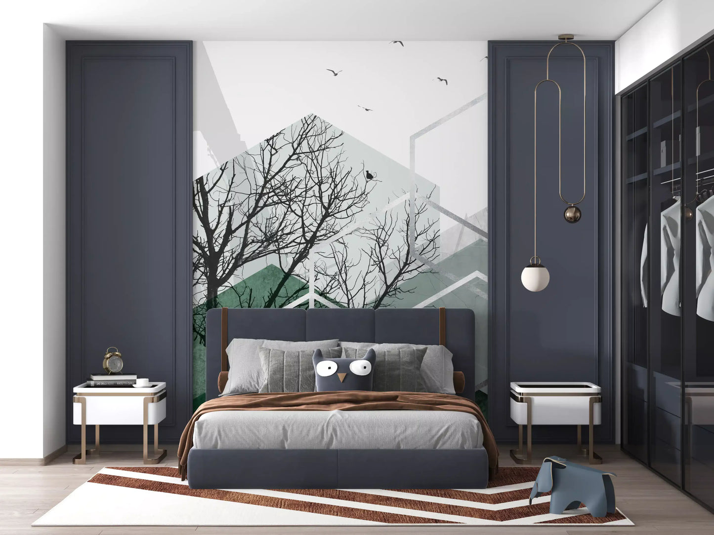 Geometric Canopy Birds Wall Mural