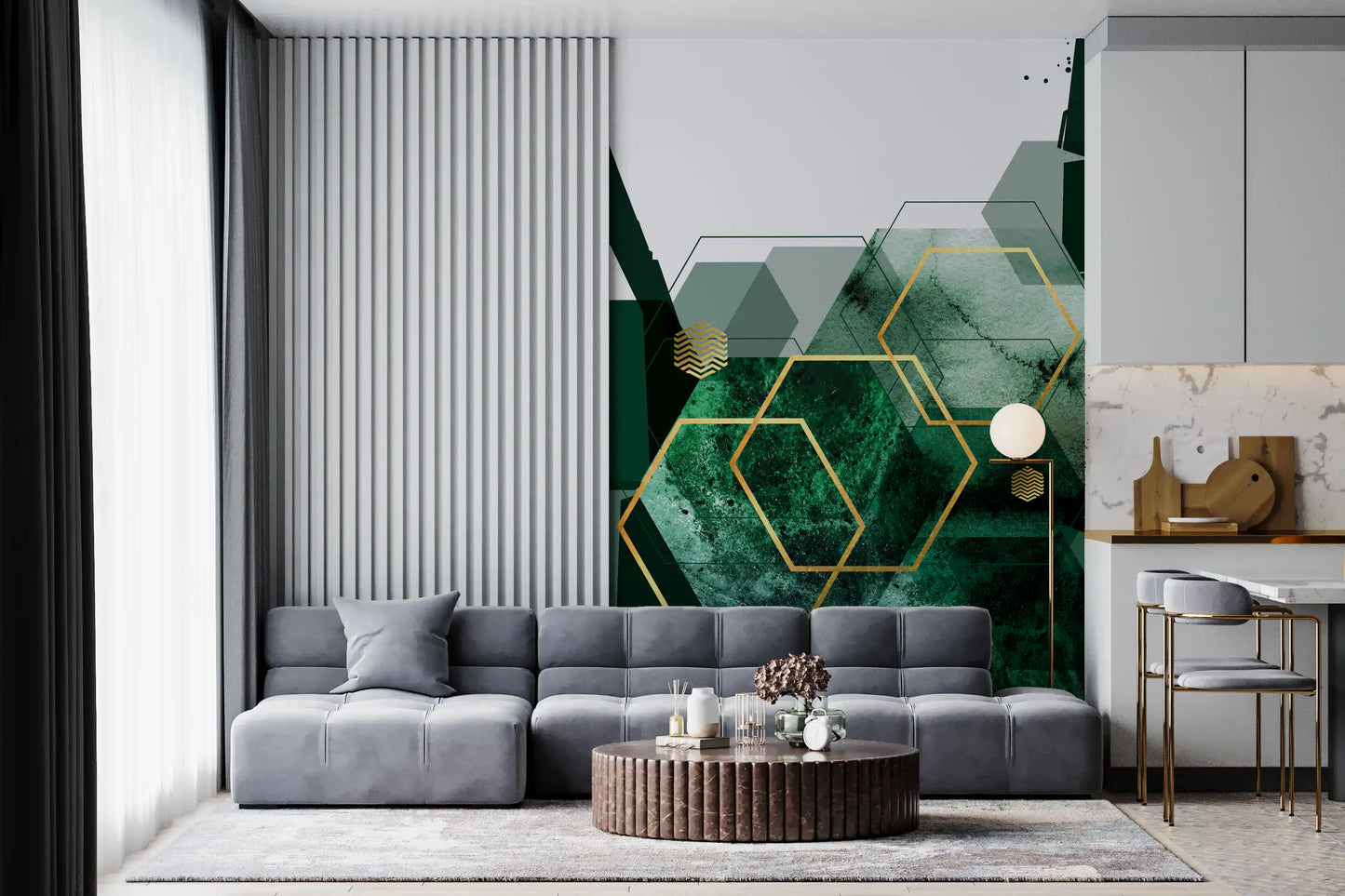 Verdant Hexagon Glamour 2 Wall Mural