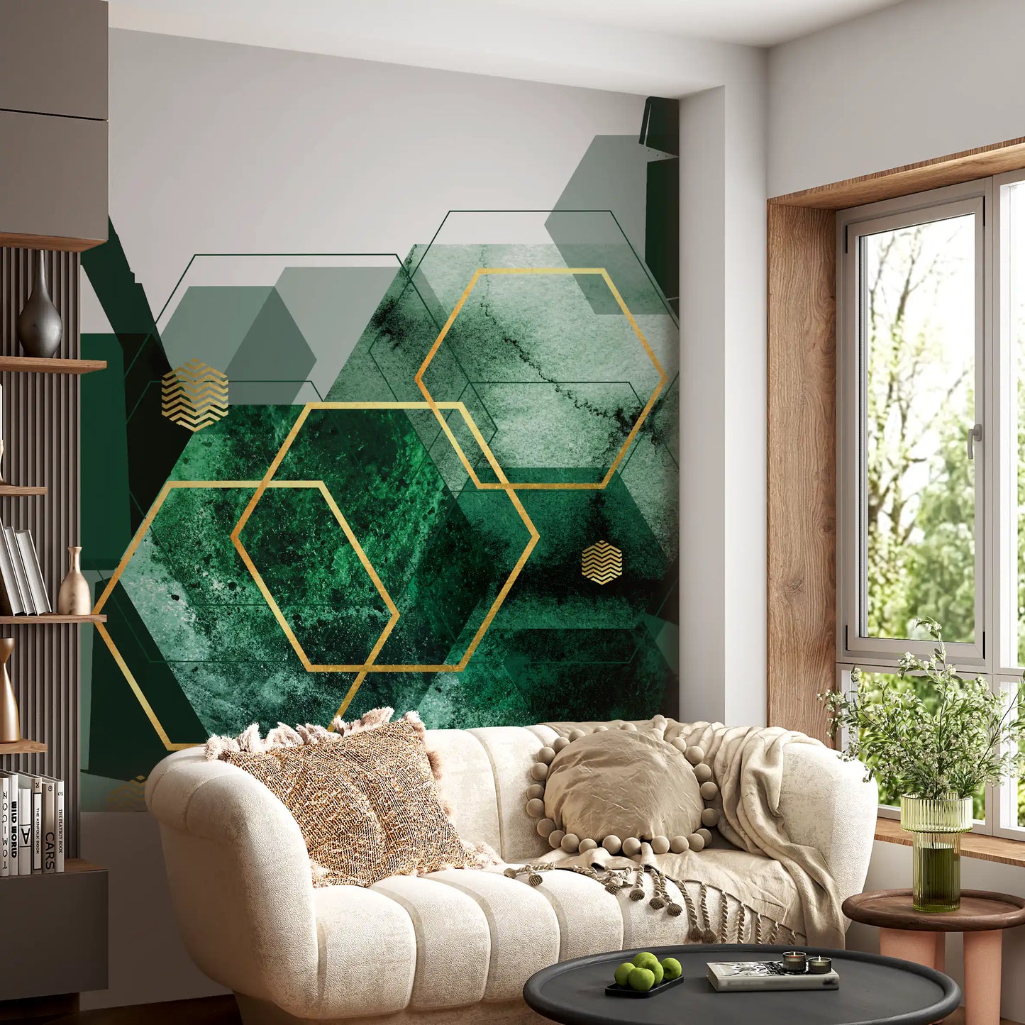 Verdant Hexagon Glamour 2 Wall Mural