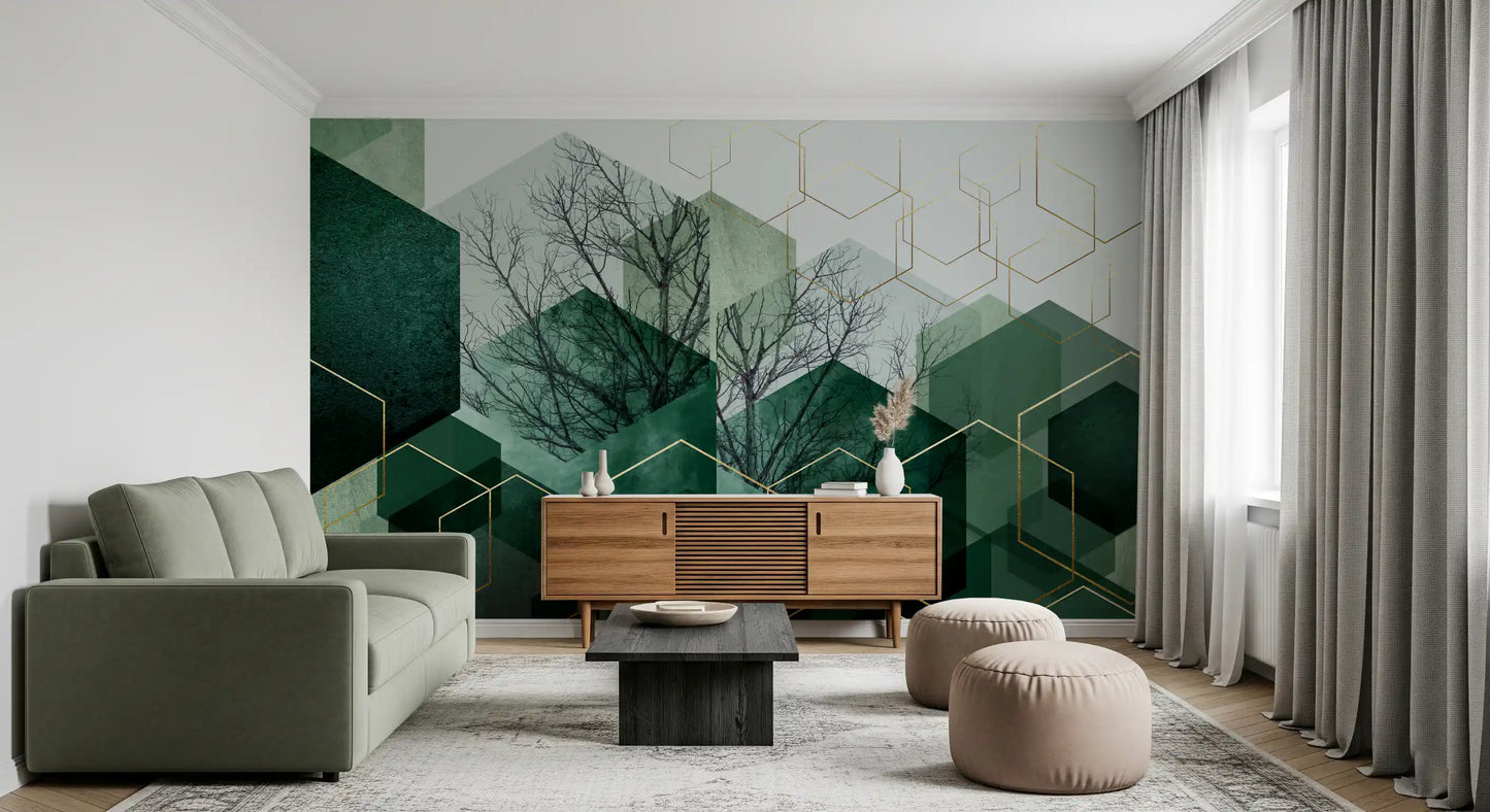 Verdant Hexascape Wall Mural