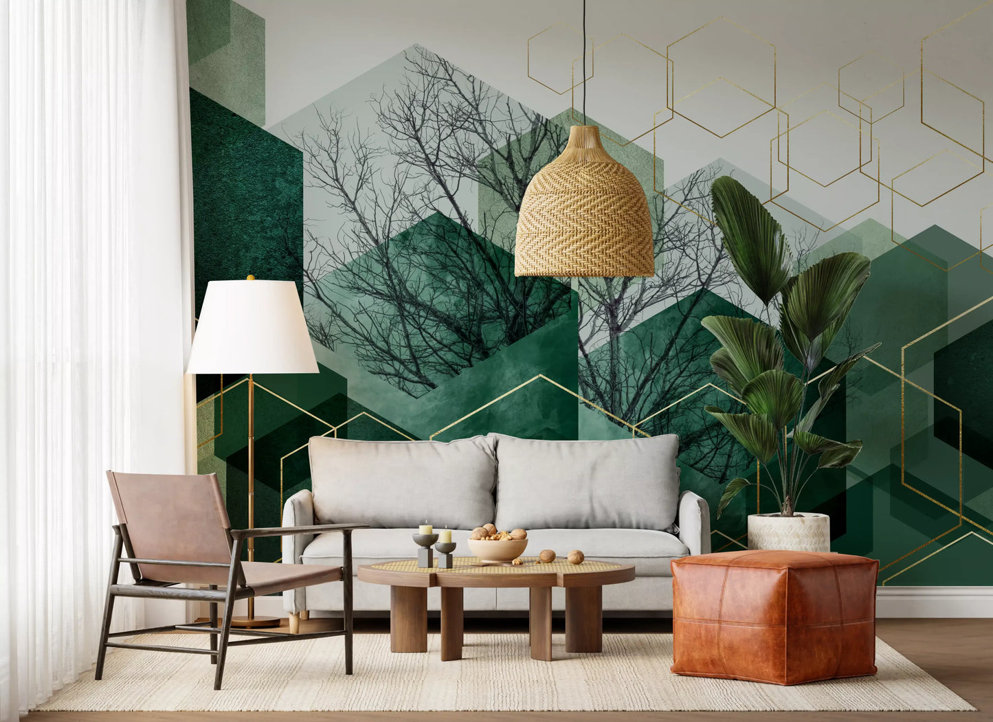 Verdant Hexascape Wall Mural