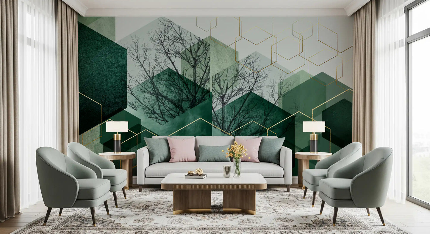 Verdant Hexascape Wall Mural