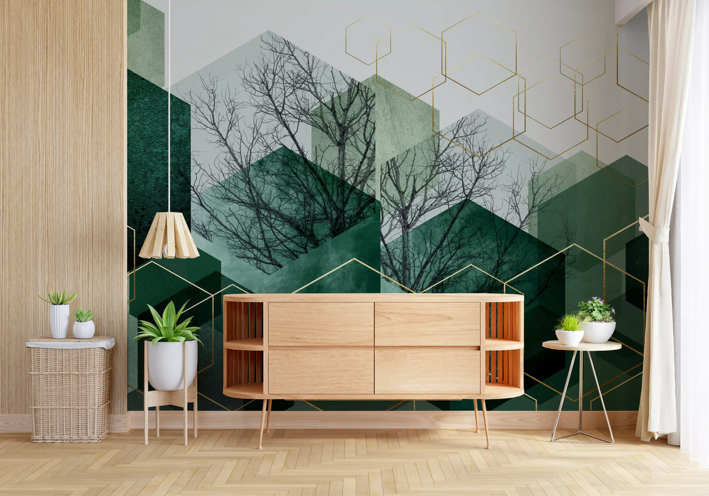 Verdant Hexascape Wall Mural