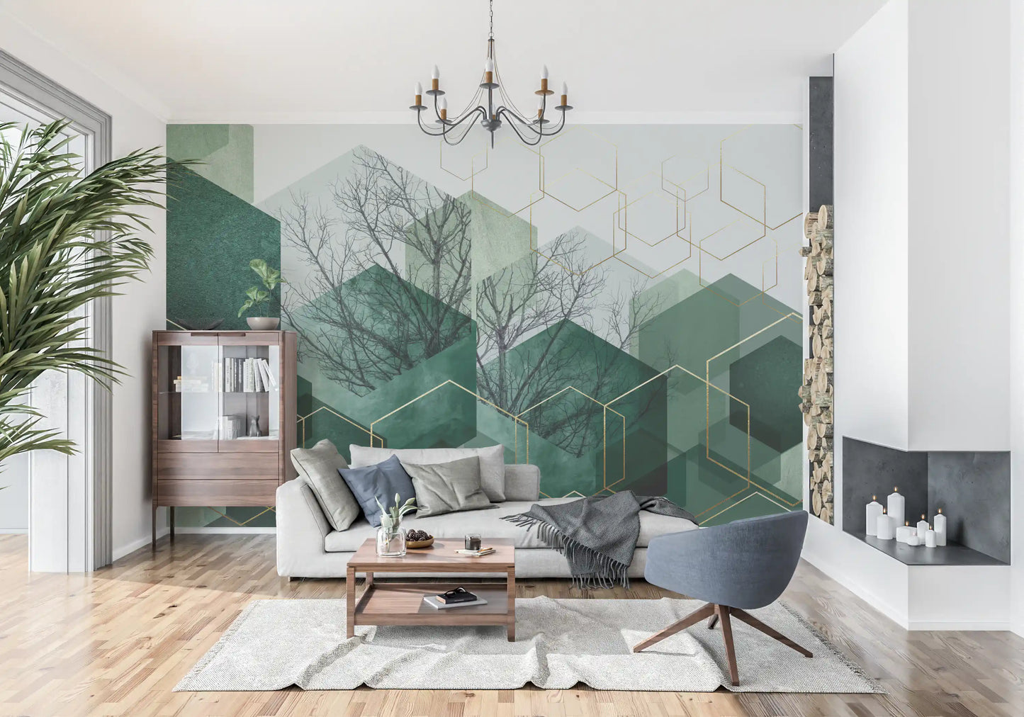 Verdant Hexascape Wall Mural