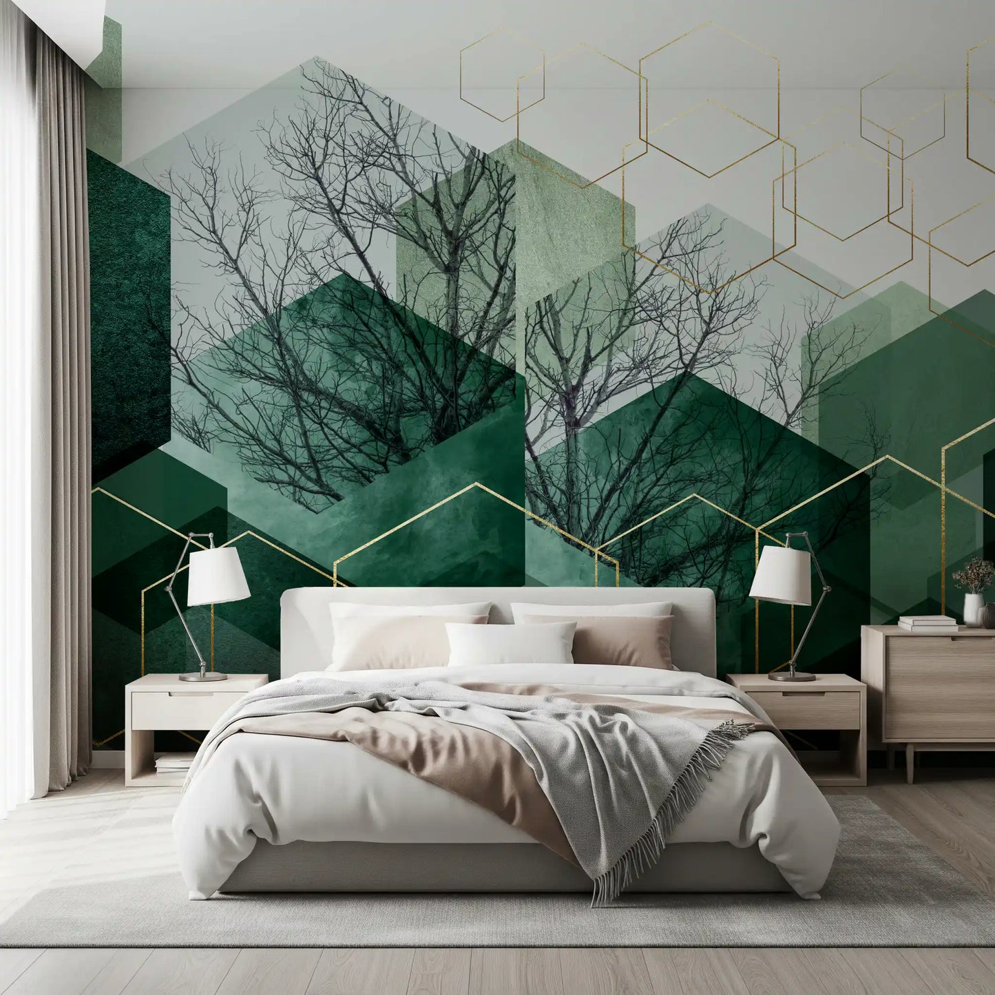 Verdant Hexascape Wall Mural