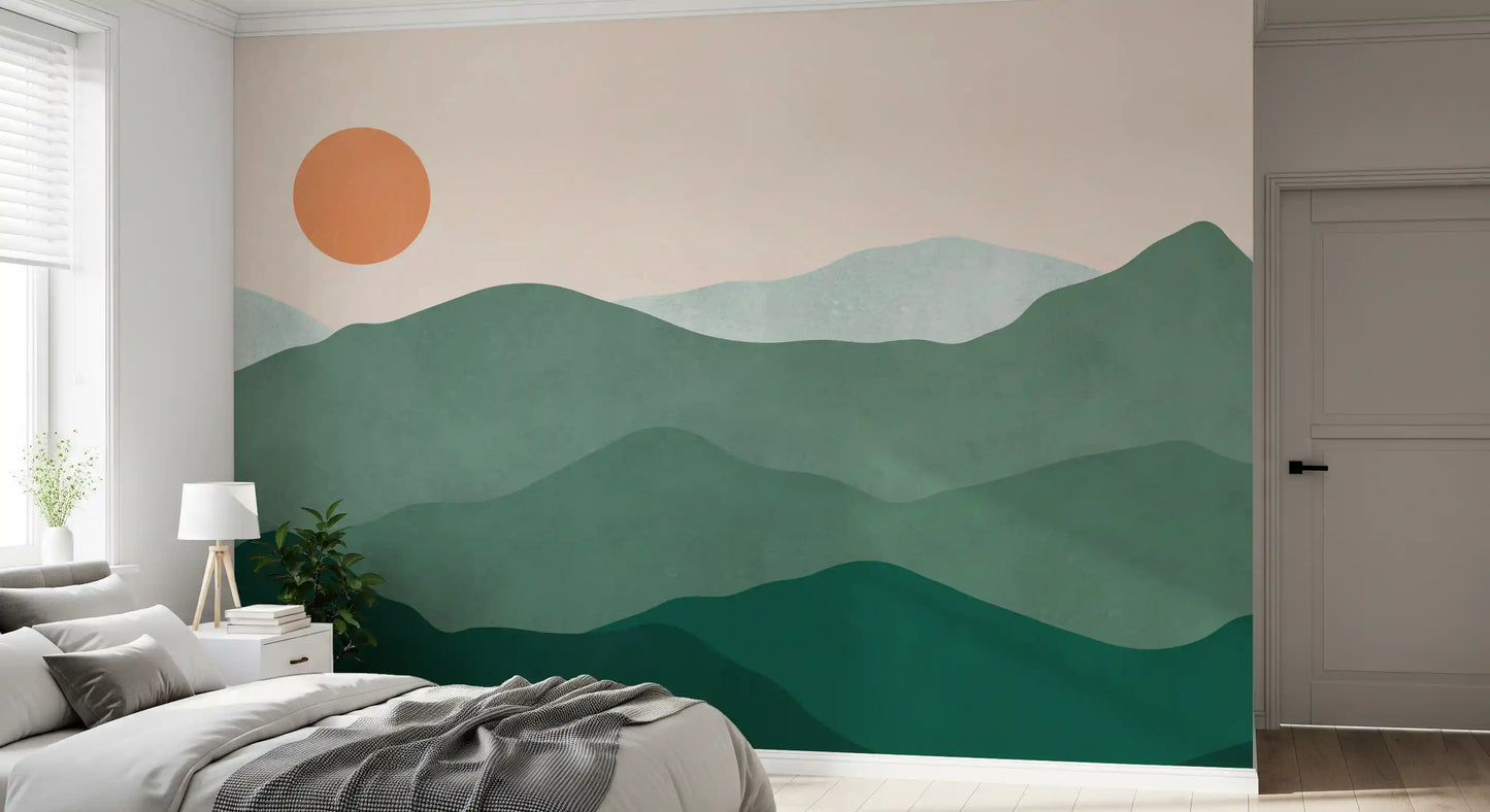 Green Peak Sunset Wall Mural