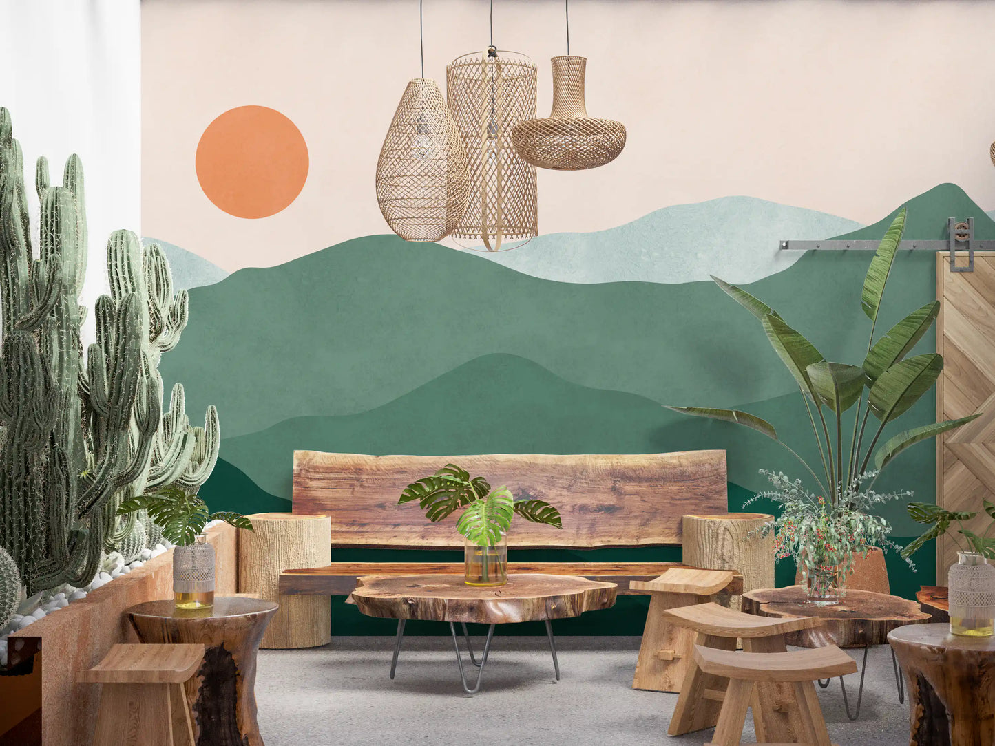 Green Peak Sunset Wall Mural