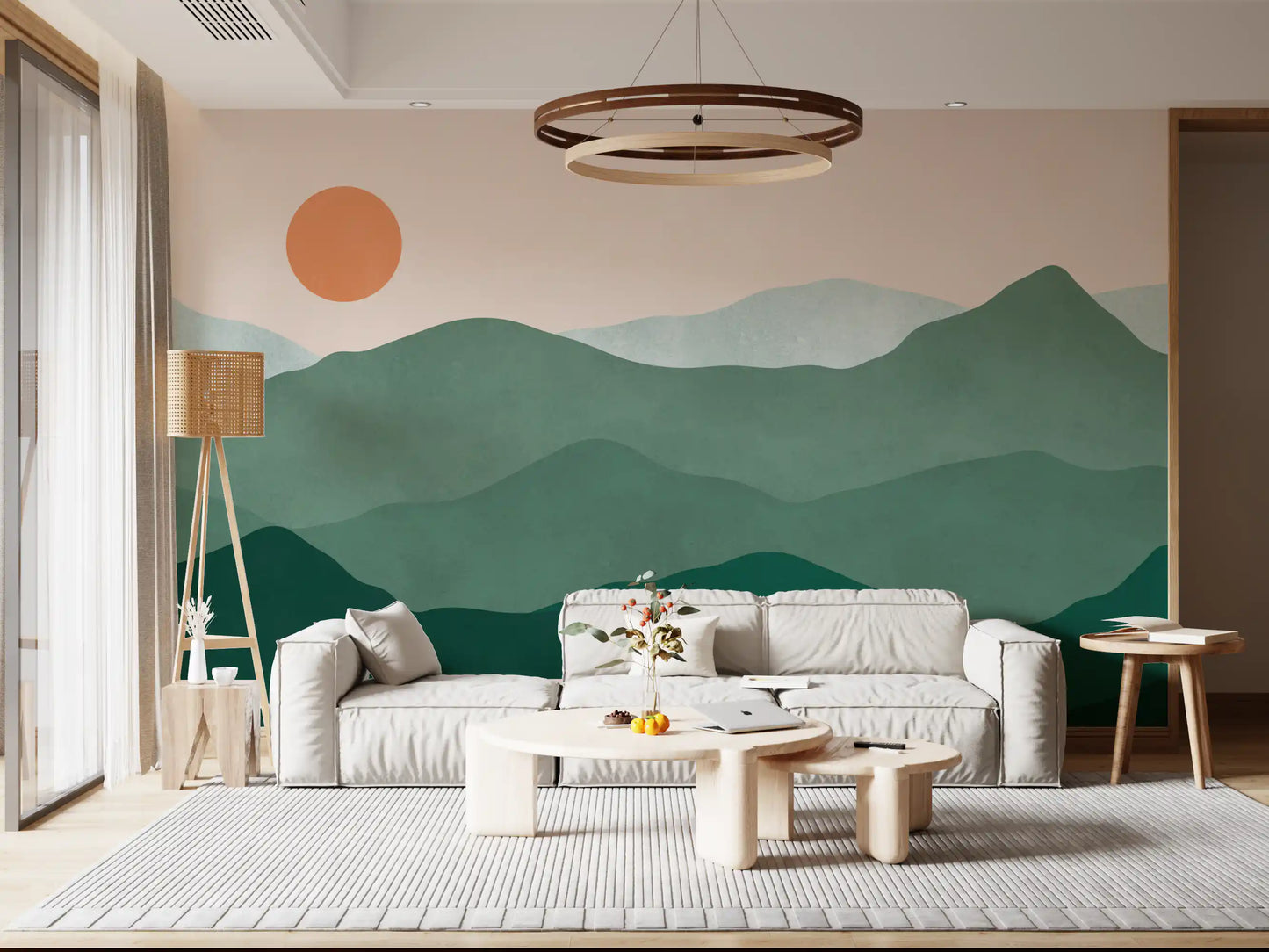 Green Peak Sunset Wall Mural