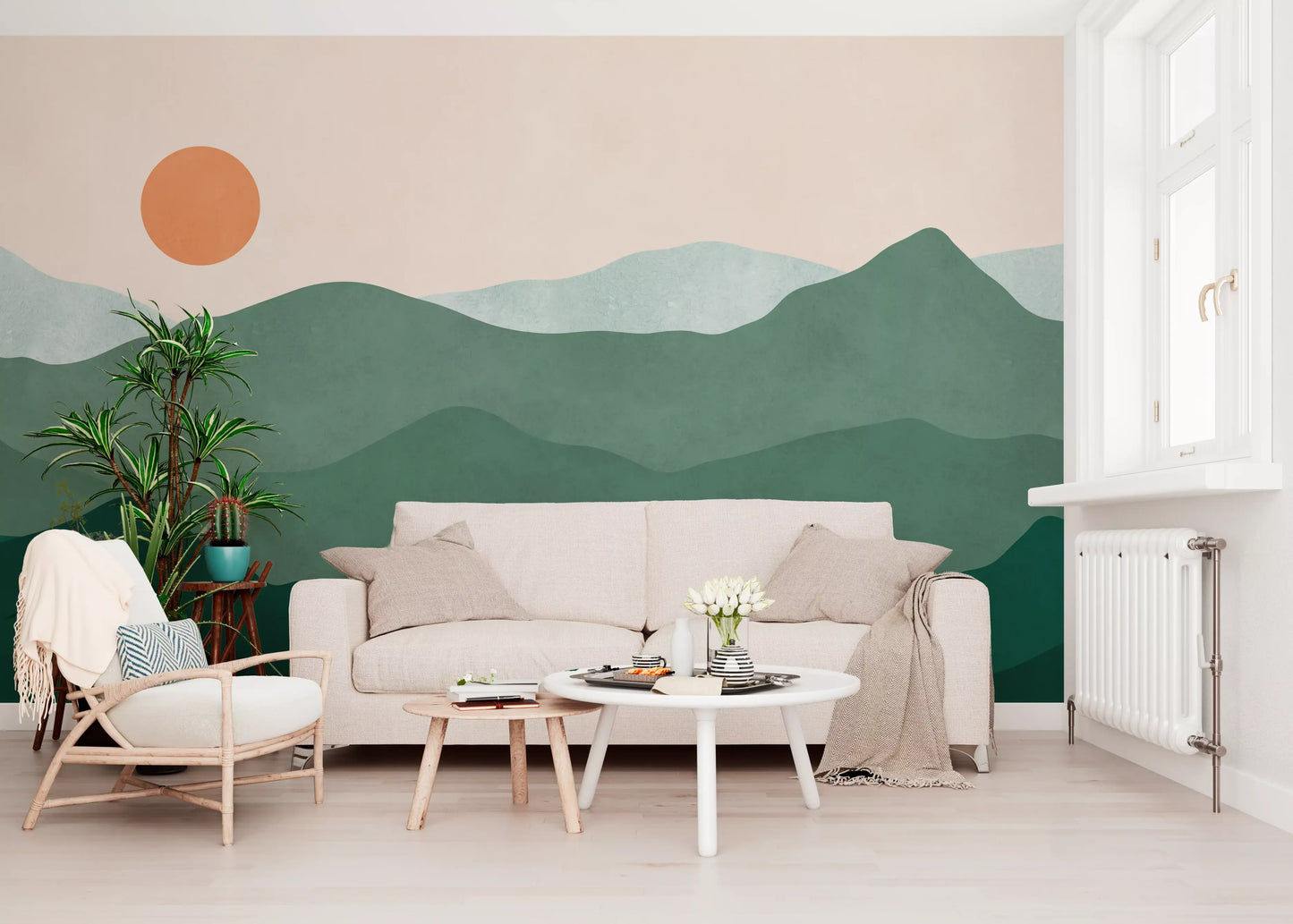 Green Peak Sunset Wall Mural