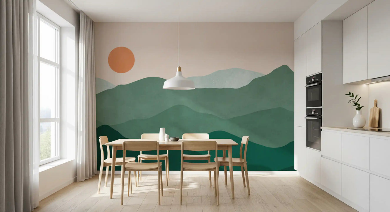 Green Peak Sunset Wall Mural