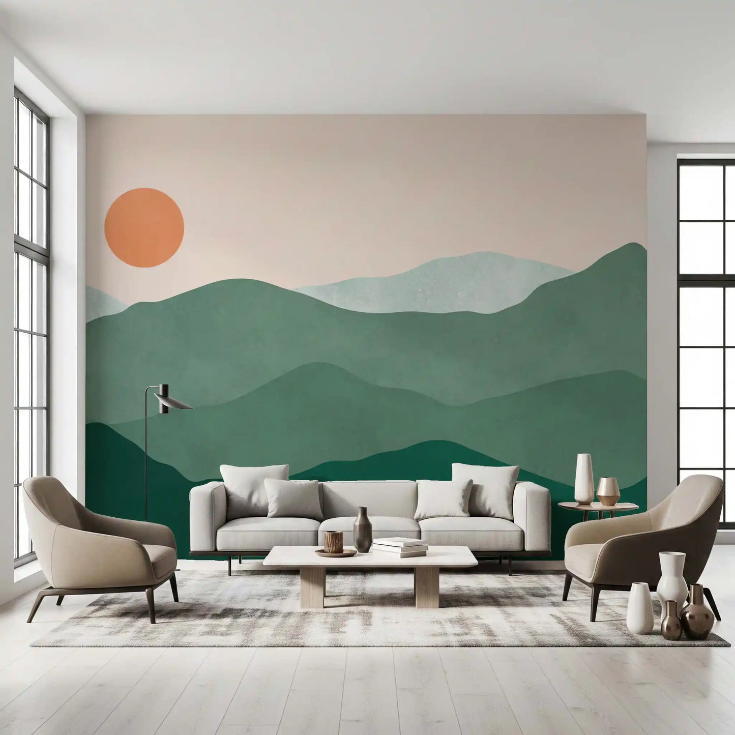 Green Peak Sunset Wall Mural