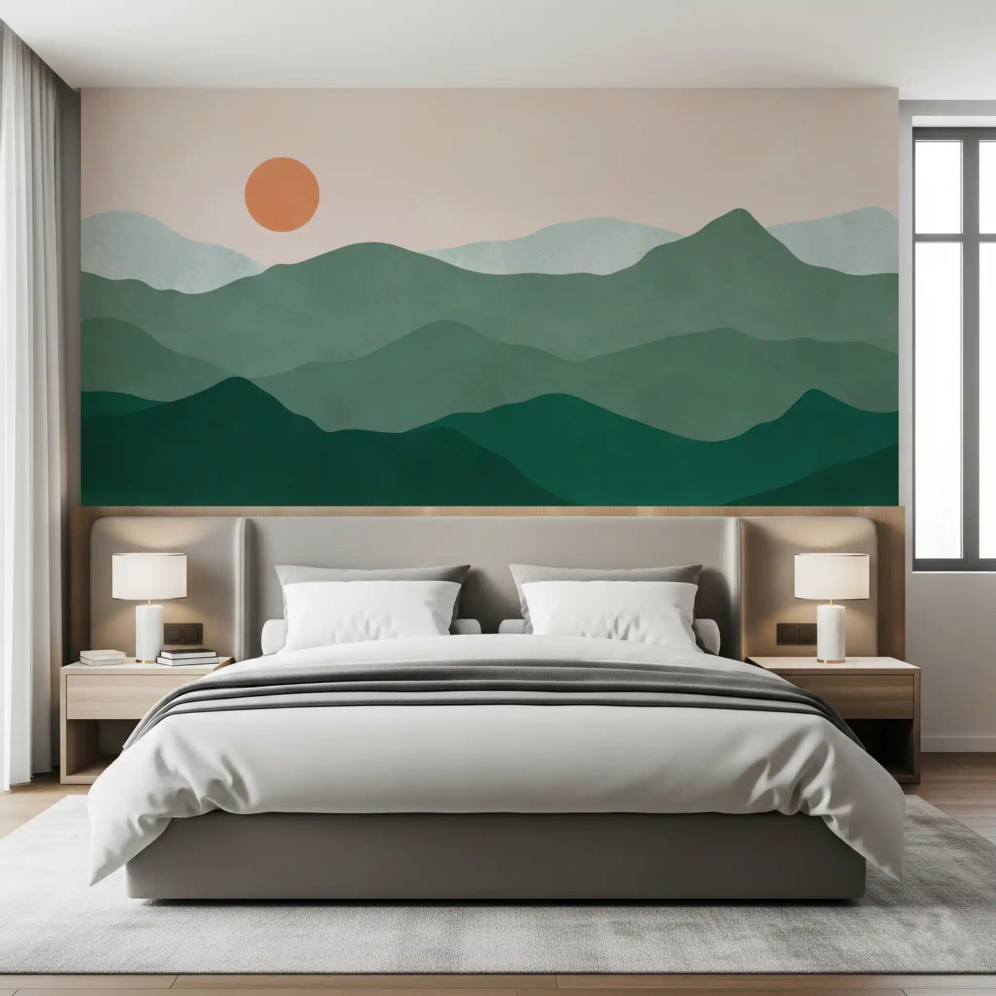 Green Peak Sunset Wall Mural