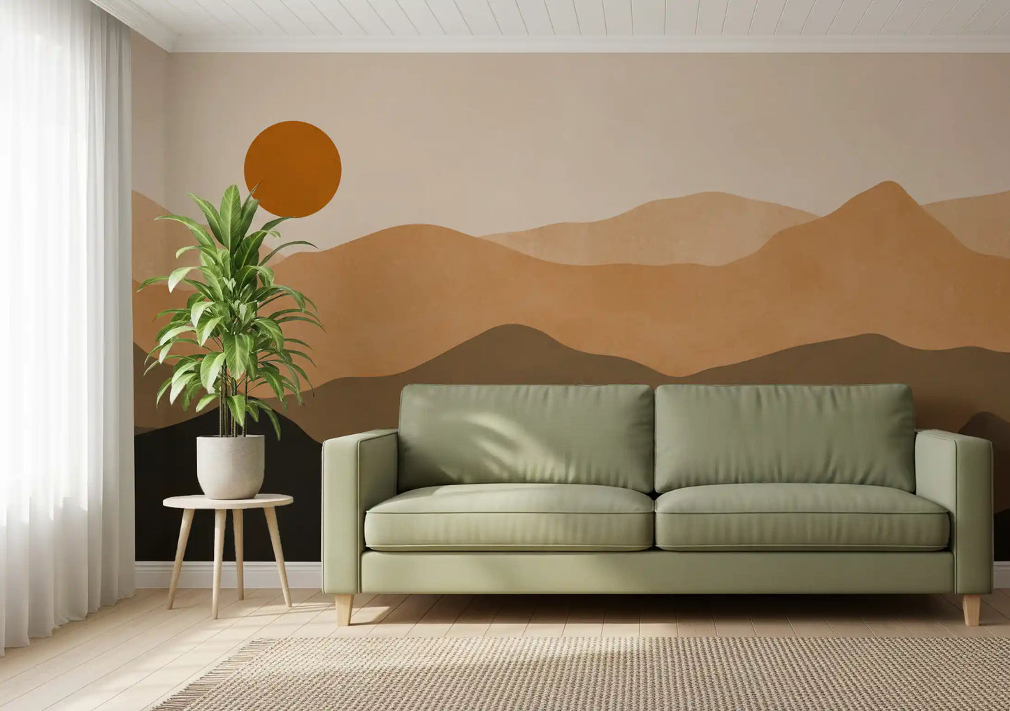 Earthy Mountain Sunset Wall Mural