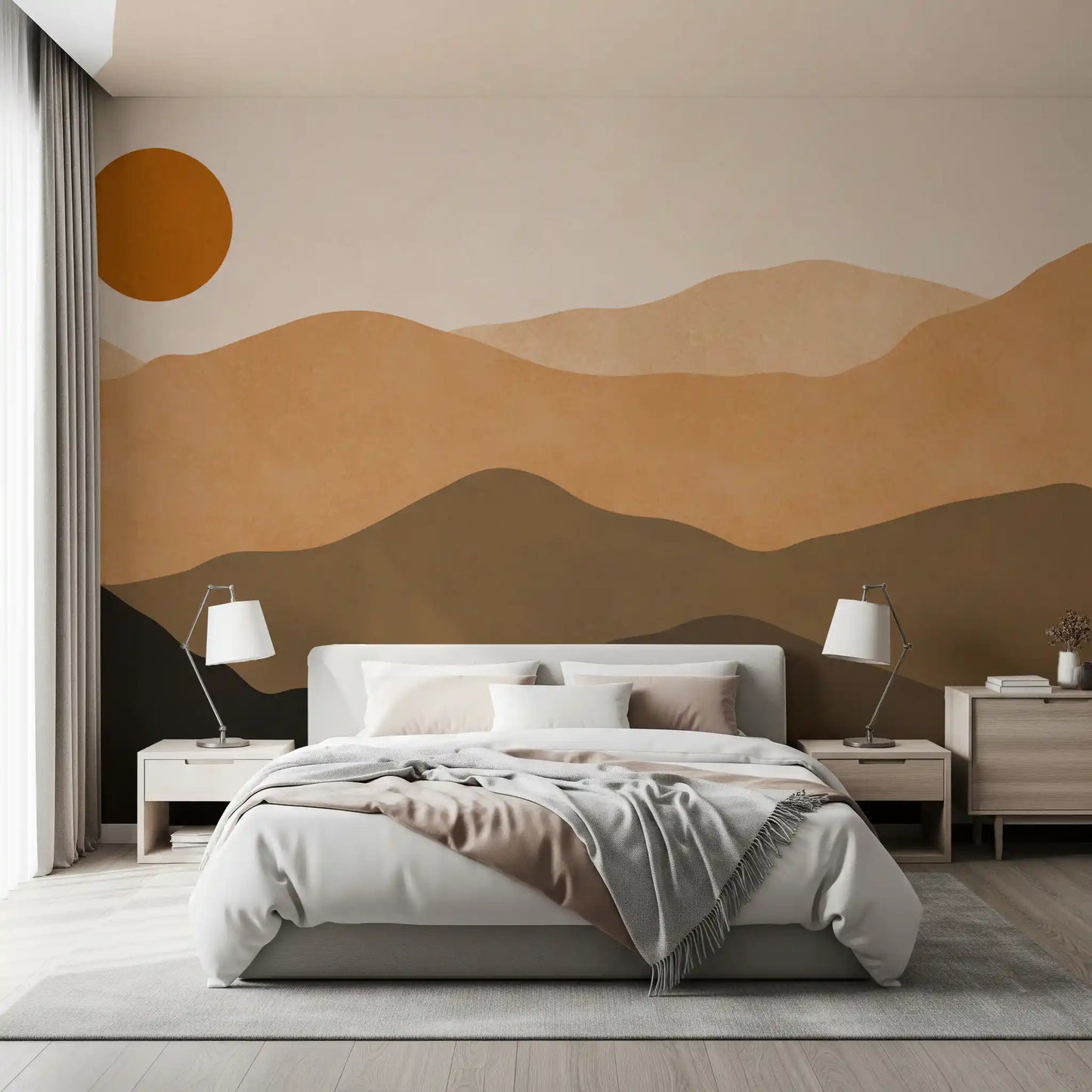 Earthy Mountain Sunset Wall Mural